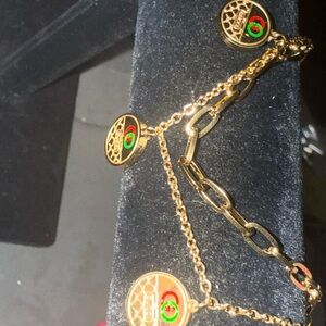 Stainless Steel Gold Chain Bracelet with Logo Accents